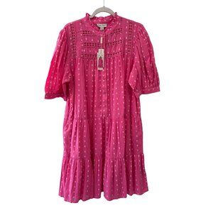 Charlie Paige Pink Cotton Tiered Midi Dress L/G New With Tags